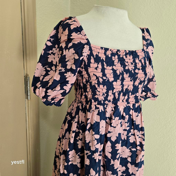 The Nines by Hatch S Navy Pink Floral Maternity Midi Dress S - Picture 4 of 6